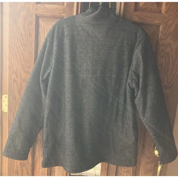 ORVIS Sherpa Lined Fleece 1/4 Zip Pullover Sweater Black & White Men's XL Tweed - Picture 10 of 13
